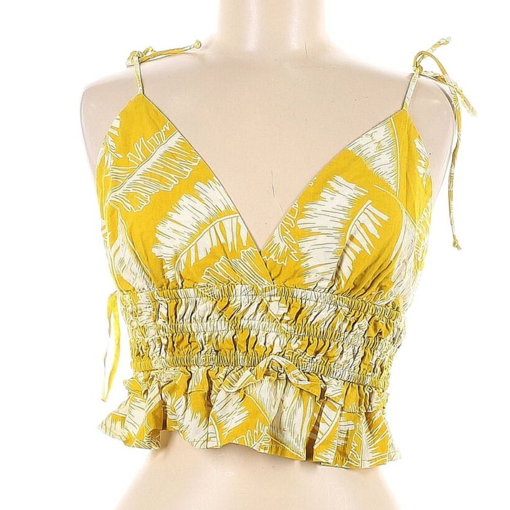NWT Sim & Sam Women's Spring Leaf Print Strappy Crop Top size M